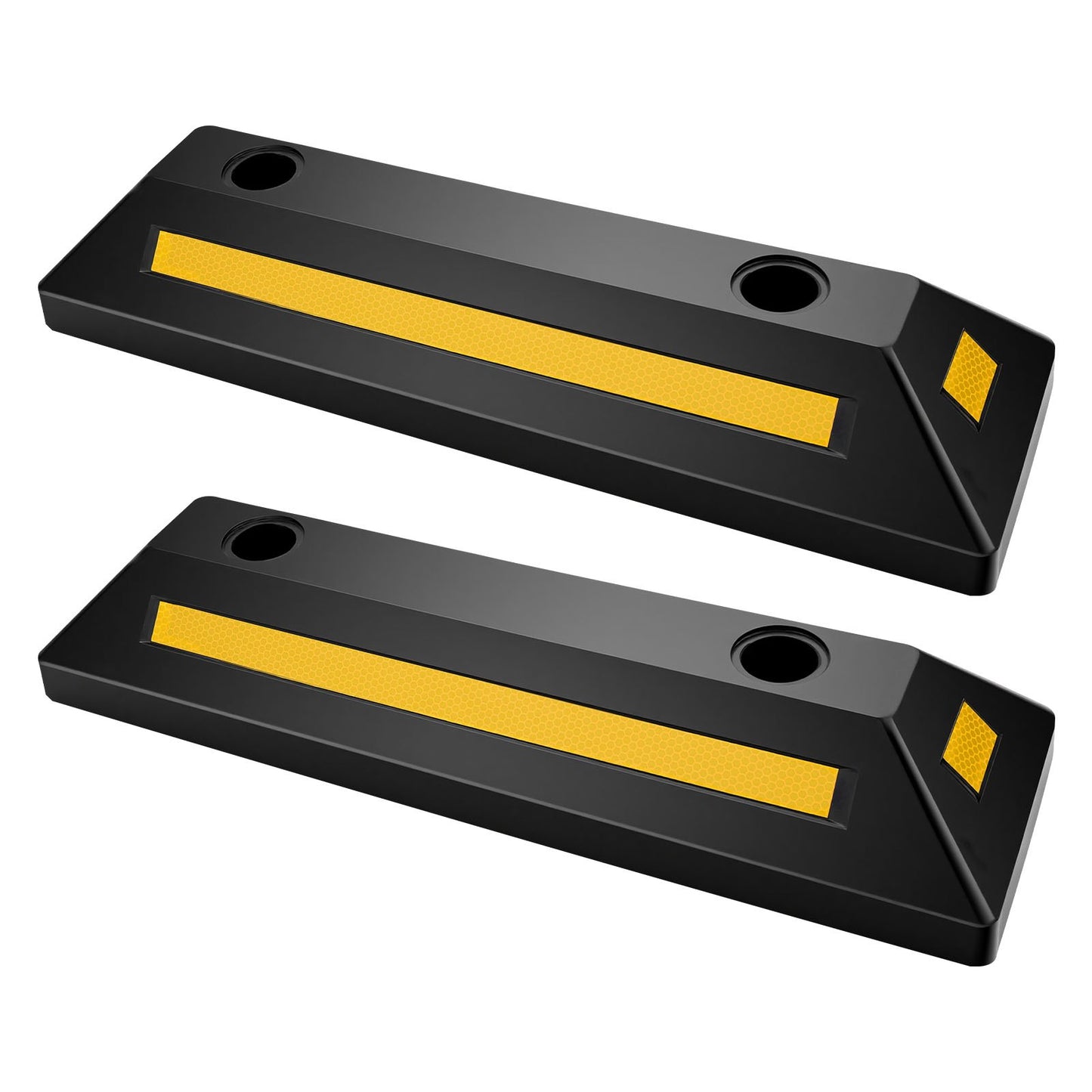 Parking Stopper, 548 mm 2 Pcs Heavy Duty Parking Aid for Garage, Rubber Curb Garage Floor Stopper with Reflective Strips, Aid Gadgets for Cars Vans Trucks Tire Wheel Guide Block Stops Bumpers
