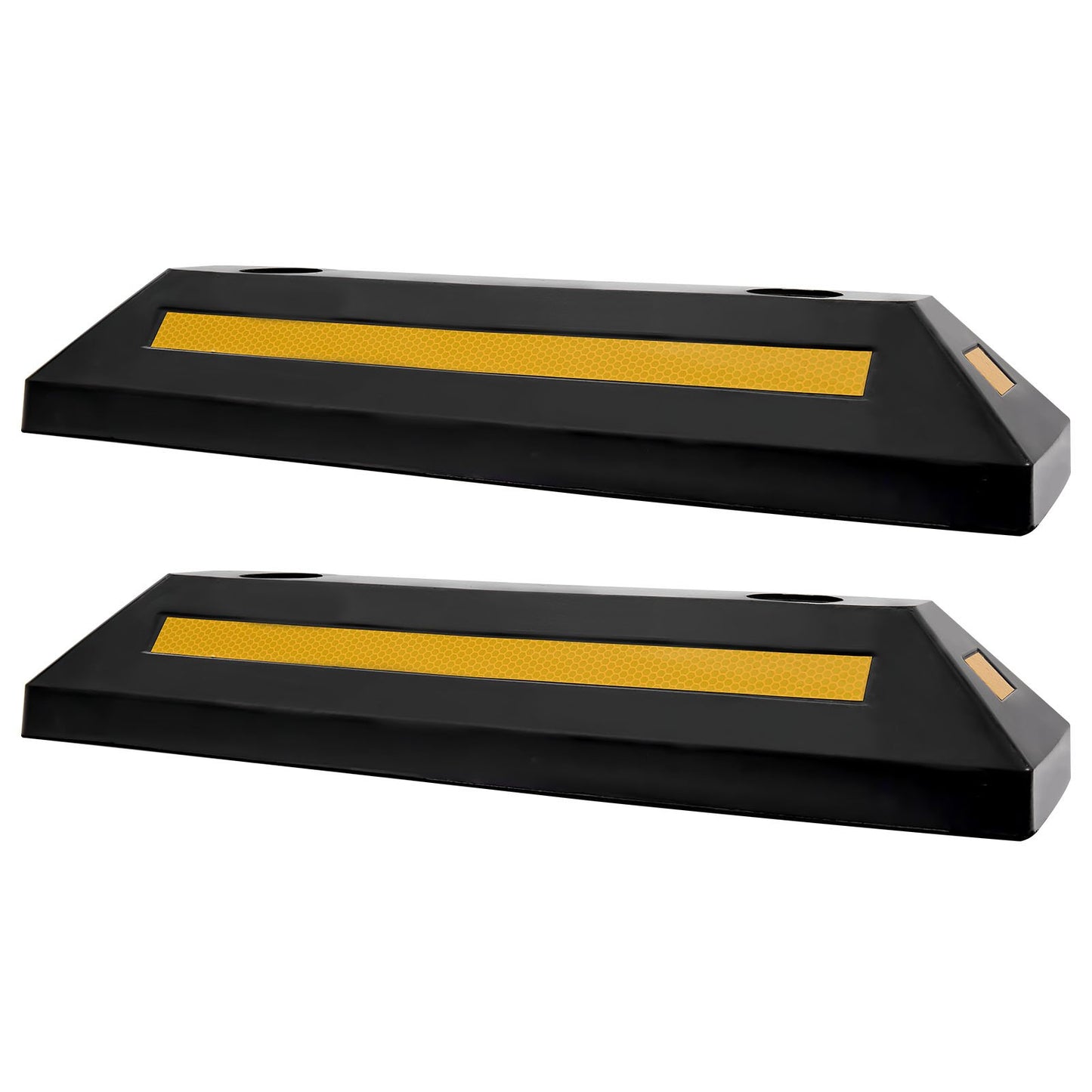 Parking Stopper, 548 mm 2 Pcs Heavy Duty Parking Aid for Garage, Rubber Curb Garage Floor Stopper with Reflective Strips, Aid Gadgets for Cars Vans Trucks Tire Wheel Guide Block Stops Bumpers