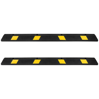 Parking Stopper, 1840 mm 2 Pcs Heavy Duty Parking Aid for Garage, Rubber Curb Garage Floor Stopper with Reflective Strips, Aid Gadgets for Cars Vans Trucks Tire Wheel Guide Block Stops Bumpers