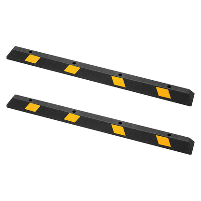 Parking Stopper, 1840 mm 2 Pcs Heavy Duty Parking Aid for Garage, Rubber Curb Garage Floor Stopper with Reflective Strips, Aid Gadgets for Cars Vans Trucks Tire Wheel Guide Block Stops Bumpers