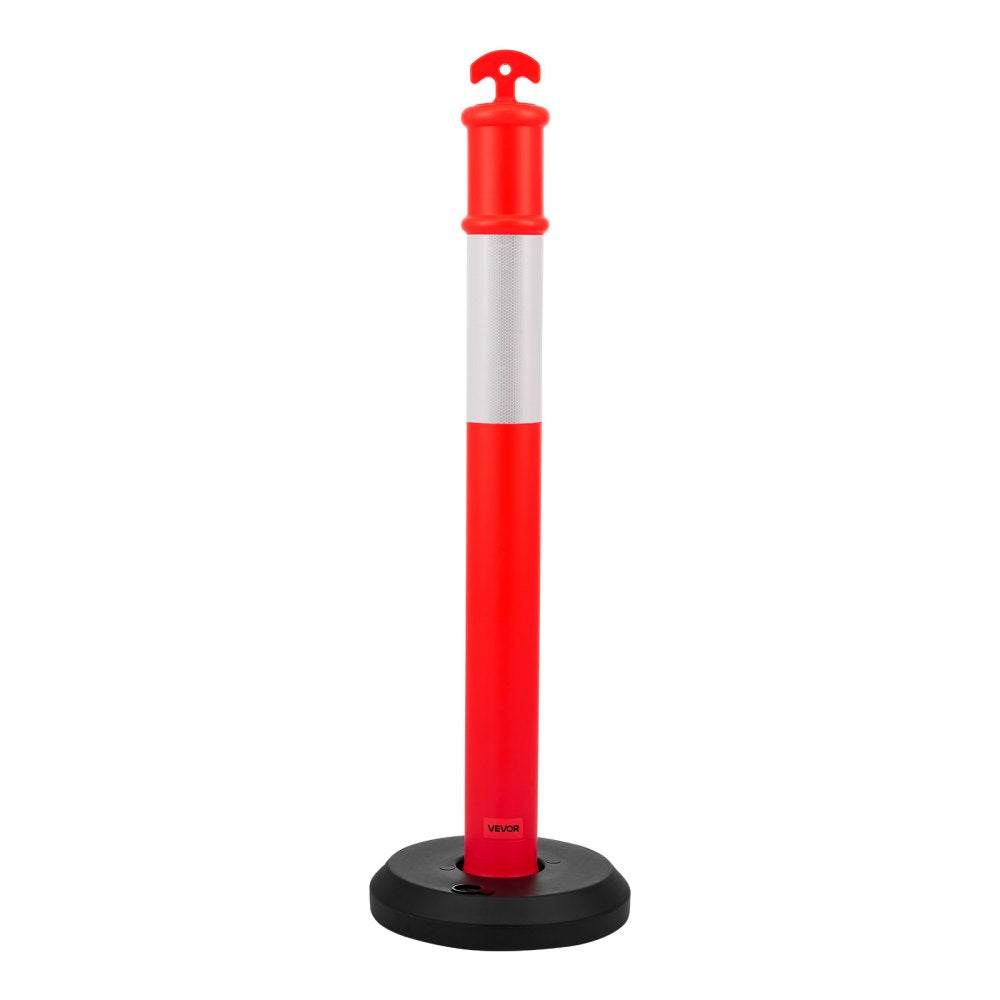3 Pack Traffic Delineator Posts, 1140 mm Traffic Safety Cones with Fillable Base and Reflective Strips, Heavy Duty Delin