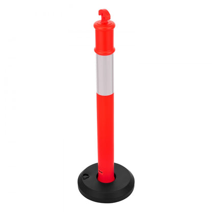 6 Pack Traffic Delineator Posts, 1140 mm Traffic Safety Cones with Fillable Base and Reflective Strips, Heavy Duty Delin