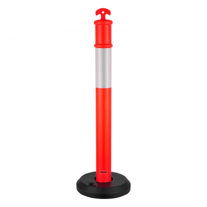 6 Pack Traffic Delineator Posts, 1140 mm Traffic Safety Cones with Fillable Base and Reflective Strips, Heavy Duty Delin