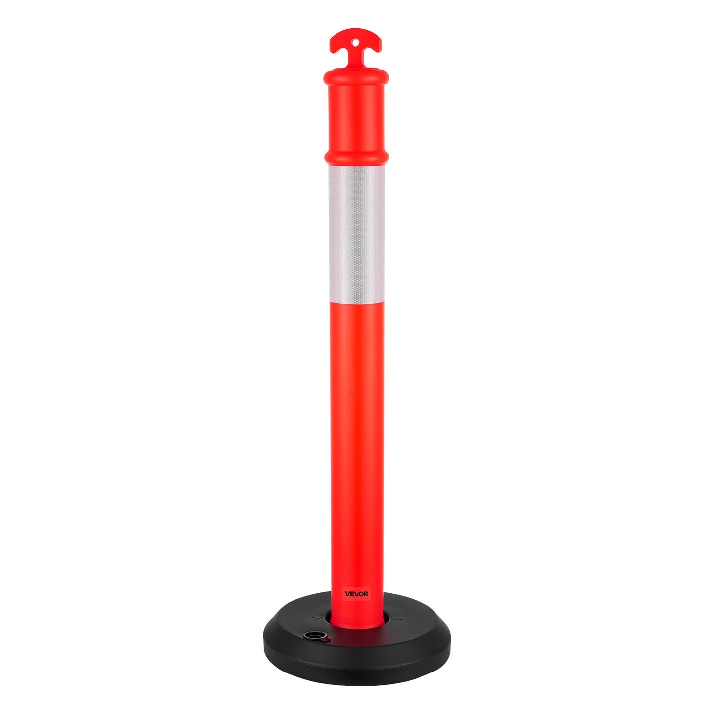 9 Pack Traffic Delineator Posts, 1140 mm Traffic Safety Cones with Fillable Base and Reflective Strips, Heavy Duty Delineator Posts for Construction Site, Parking Lot, Crowd Control, Red