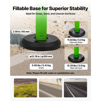 3 Pack Traffic Delineator Posts 1140 mm Safety Cones Fillable Base Green