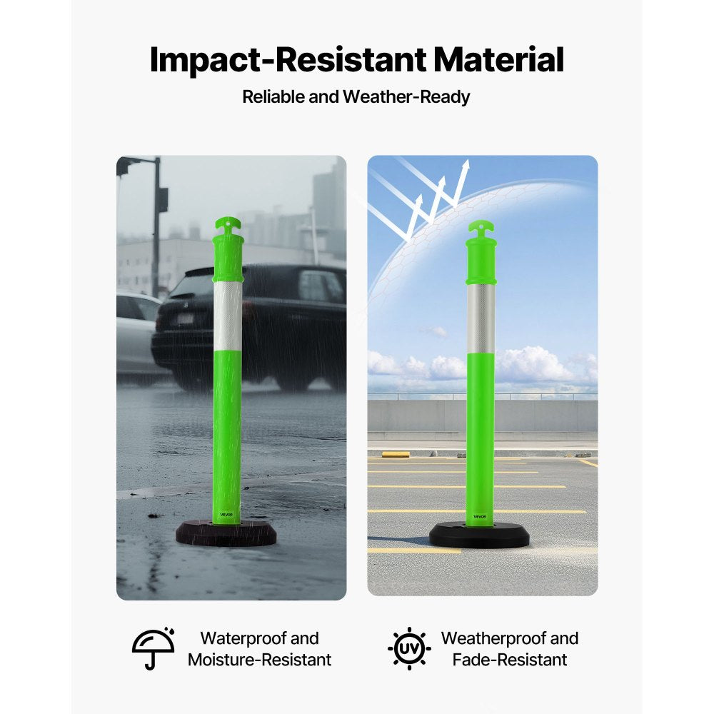3 Pack Traffic Delineator Posts 1140 mm Safety Cones Fillable Base Green