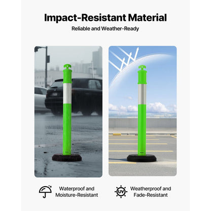 3 Pack Traffic Delineator Posts 1140 mm Safety Cones Fillable Base Green