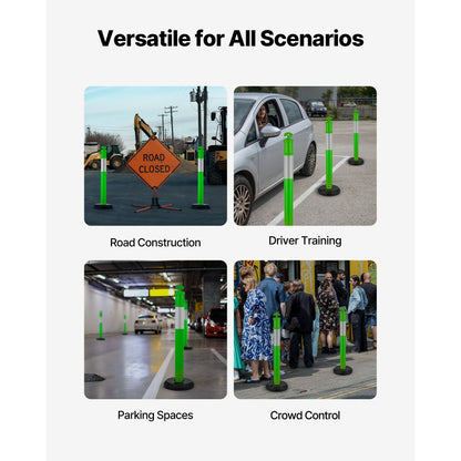 3 Pack Traffic Delineator Posts 1140 mm Safety Cones Fillable Base Green