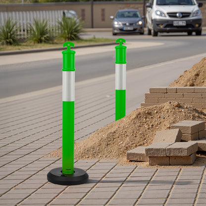 3 Pack Traffic Delineator Posts 1140 mm Safety Cones Fillable Base Green