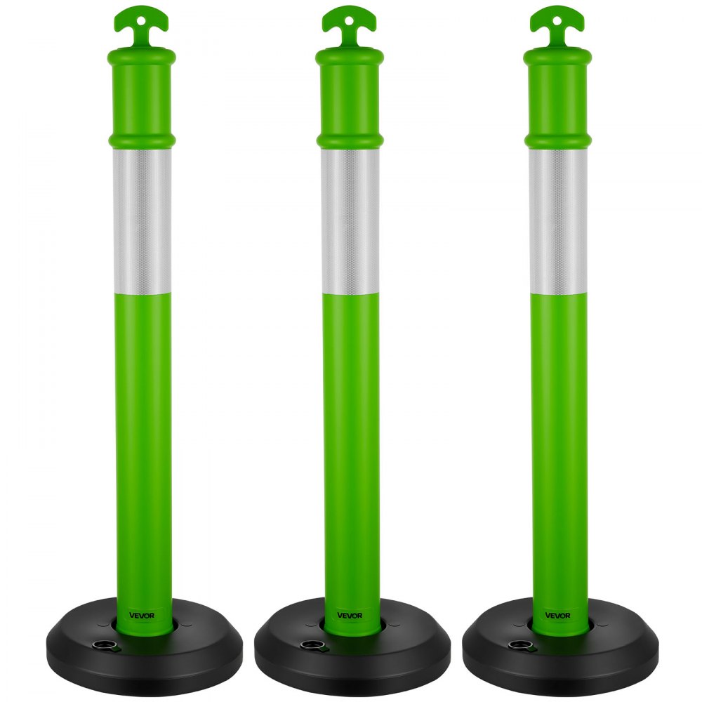 3 Pack Traffic Delineator Posts 1140 mm Safety Cones Fillable Base Green
