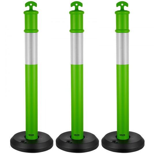 3 Pack Traffic Delineator Posts 1140 mm Safety Cones Fillable Base Green