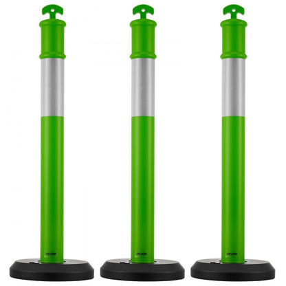 3 Pack Traffic Delineator Posts 1140 mm Safety Cones Fillable Base Green