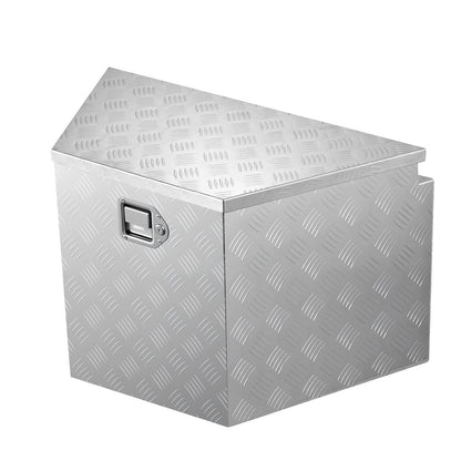 Trailer Tongue Box, 838 x 483 x 457 mm Aluminum Trailer Tongue Tool Box, Heavy Duty Storage Organizer with Lock & Keys, Utility Tool Chest for Pickup Truck Bed, RV, SUV, Off-Road Vehicle, Silver