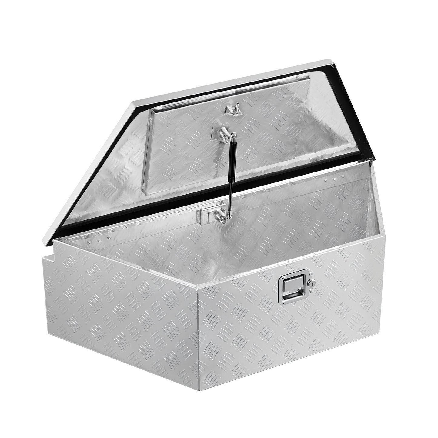 Trailer Tongue Box, 990 x 419 x 305 mm Aluminum Trailer Tongue Tool Box, Heavy Duty Storage Organizer with Lock & Keys, Utility Tool Chest for Pickup Truck Bed, RV, SUV, Off-Road Vehicle, Silver