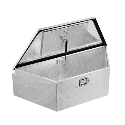 Trailer Tongue Box, 990 x 419 x 305 mm Aluminum Trailer Tongue Tool Box, Heavy Duty Storage Organizer with Lock & Keys, Utility Tool Chest for Pickup Truck Bed, RV, SUV, Off-Road Vehicle, Silver