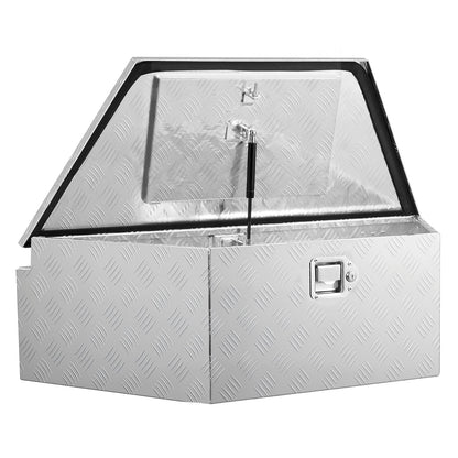 Trailer Tongue Box, 990 x 419 x 305 mm Aluminum Trailer Tongue Tool Box, Heavy Duty Storage Organizer with Lock & Keys, Utility Tool Chest for Pickup Truck Bed, RV, SUV, Off-Road Vehicle, Silver