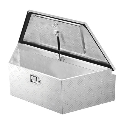 Trailer Tongue Box, 990 x 419 x 305 mm Aluminum Trailer Tongue Tool Box, Heavy Duty Storage Organizer with Lock & Keys, Utility Tool Chest for Pickup Truck Bed, RV, SUV, Off-Road Vehicle, Silver