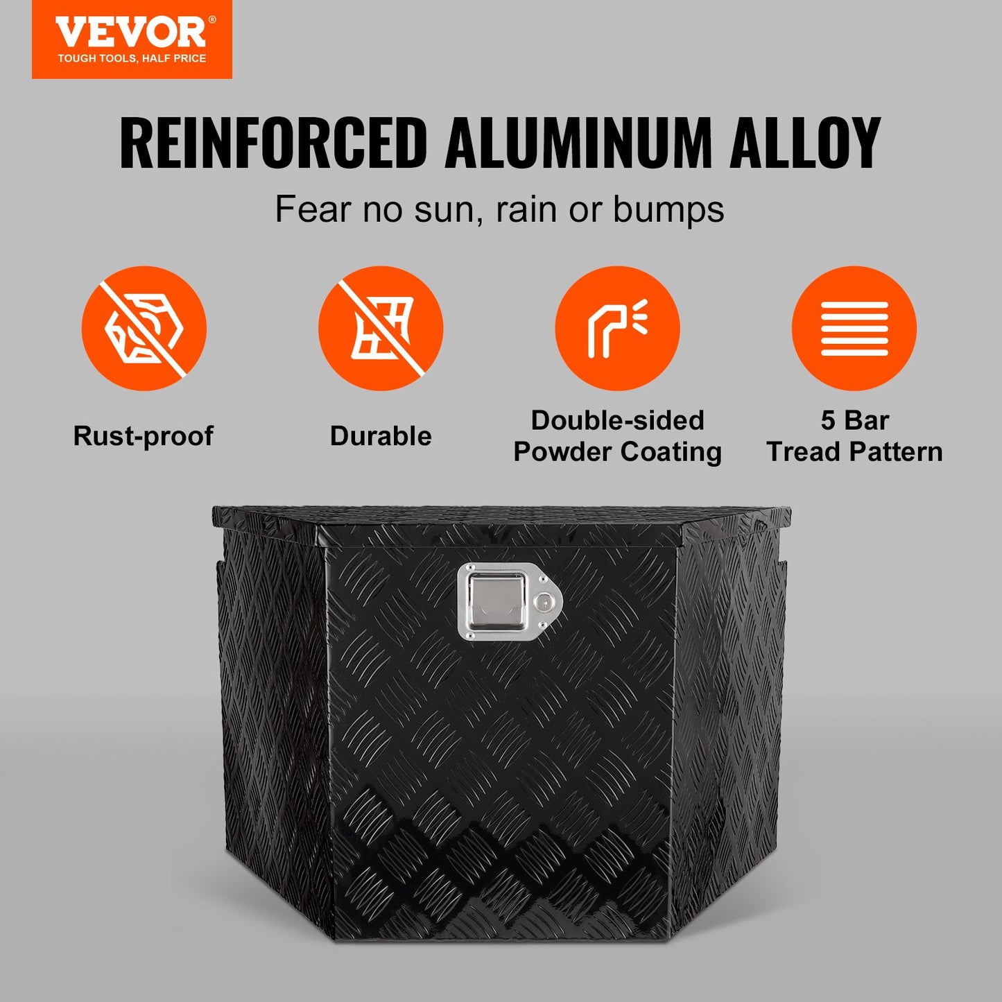 VEVOR Trailer Tongue Box, Aluminum Alloy Diamond Plate Tongue Box Tool Chest, Heavy