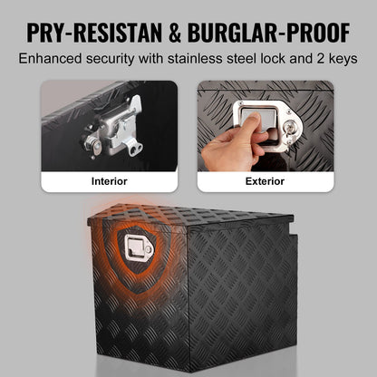 VEVOR Trailer Tongue Box, Aluminum Alloy Diamond Plate Tongue Box Tool Chest, Heavy