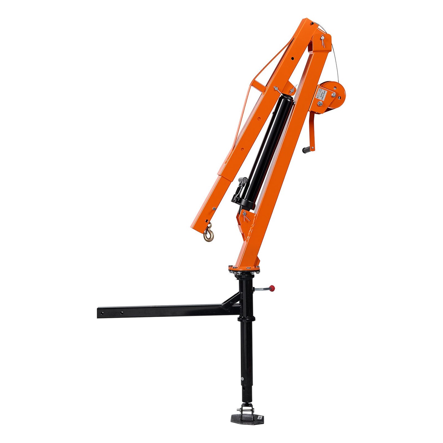 Truck Crane, 227 kg Pickup Hitch Crane Trailer Hitch Mounted with Manual Winch & Hydraulic Jack, 360° Rotating Telescopic Boom, Foldable Truck Bed Jib Hoist for Machine Lumber Equipment Lifting