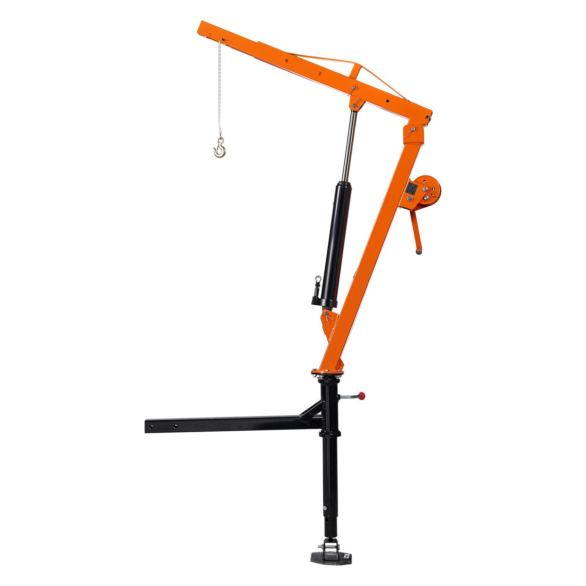 Truck Crane, 227 kg Pickup Hitch Crane Trailer Hitch Mounted with Manual Winch & Hydraulic Jack, 360° Rotating Telescopic Boom, Foldable Truck Bed Jib Hoist for Machine Lumber Equipment Lifting