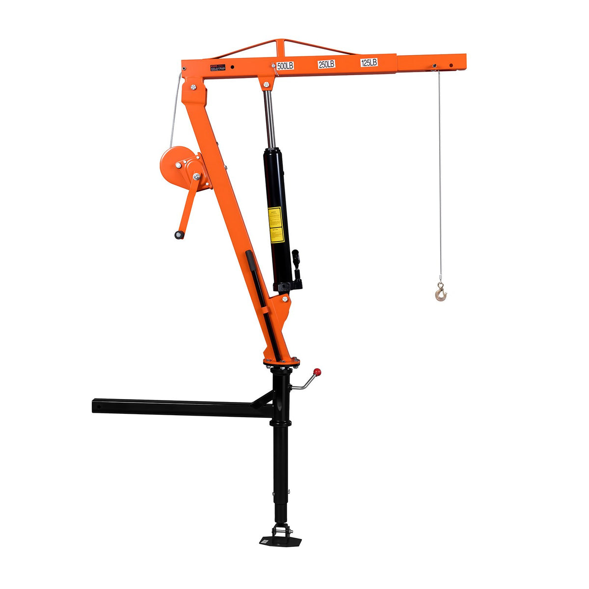 Truck Crane, 227 kg Pickup Hitch Crane Trailer Hitch Mounted with Manual Winch & Hydraulic Jack, 360° Rotating Telescopic Boom, Foldable Truck Bed Jib Hoist for Machine Lumber Equipment Lifting