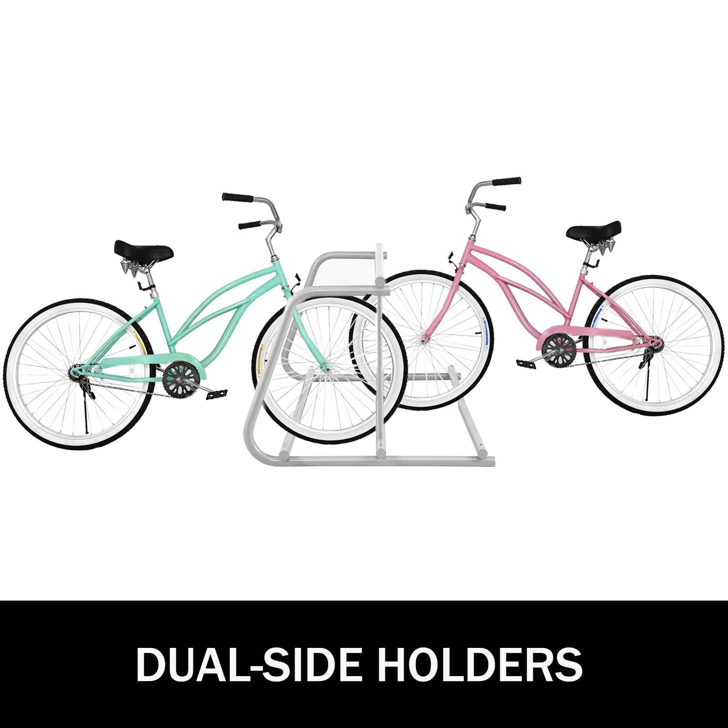 10-Bike Double-Sided Floor Rack, 1.5m All-Steel for Garages & Events