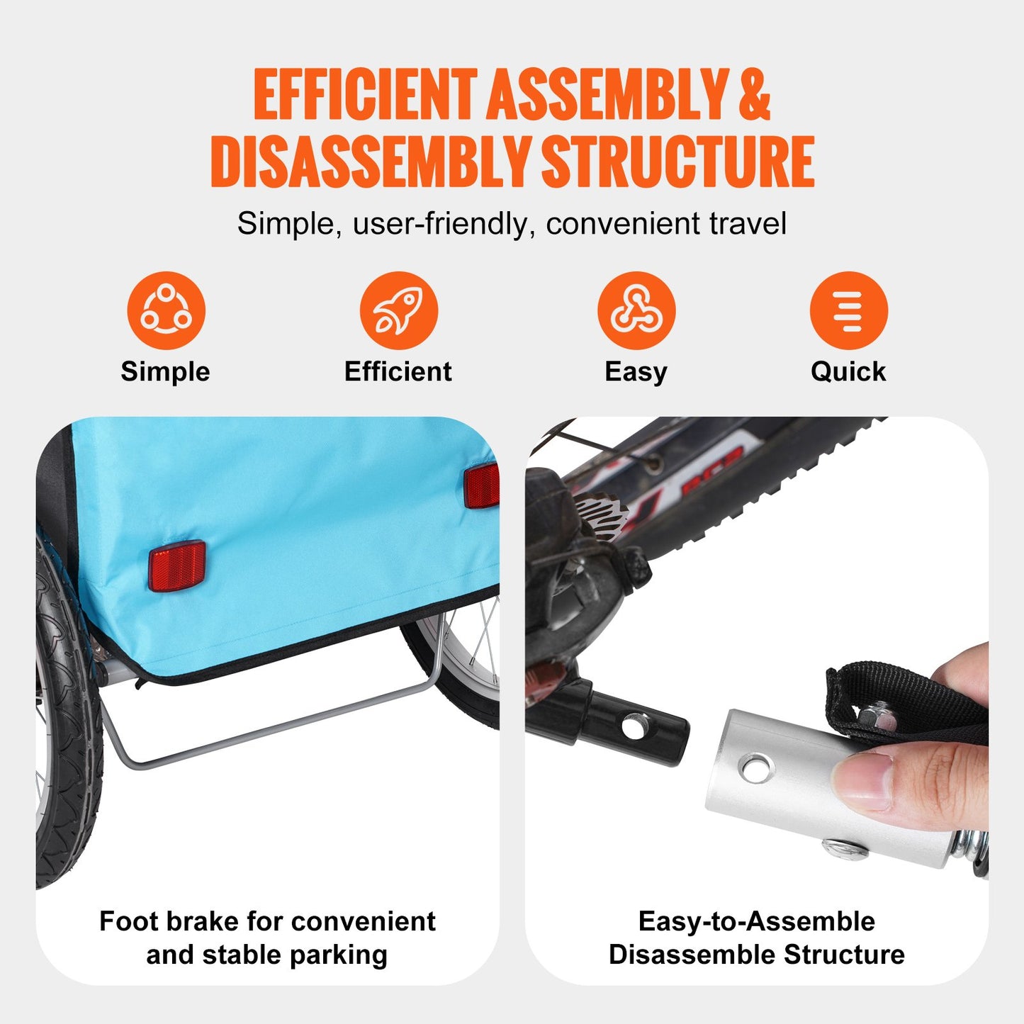 VEVOR Bike Trailer for Toddlers, Kids, 27 kg Load, Tow Behind Foldable Child Bicycle