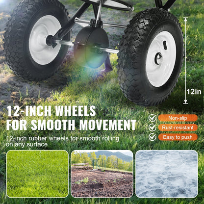 100 kg Walk-Behind Broadcast Spreader with 0-3 m Spread Width, Steel Frame