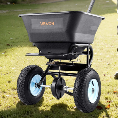 VEVOR Broadcast Spreader, 5.2kg Capacity, Walk-Behind Push Spreader, 0-3 m Spreading Width, All Terrain Pneumatic Tires, Lawn Spreaders with Hopper Grate, for Seed, Fertilizer, Salt, Ice Melt