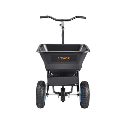 VEVOR Broadcast Spreader, 5.2kg Capacity, Walk-Behind Push Spreader, 0-3 m Spreading Width, All Terrain Pneumatic Tires, Lawn Spreaders with Hopper Grate, for Seed, Fertilizer, Salt, Ice Melt