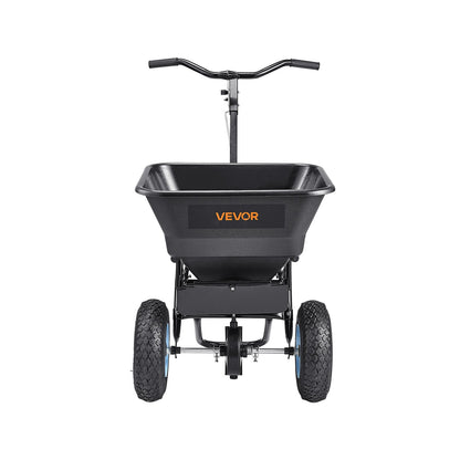 Lawn Spreader, 45.2 kg Capacity, Walk-Behind Push Spreader, 0-9.8ft Spreading Width, 13 in All Terrain Pneumatic Tires, Fertilizer Spreaders with Hopper Grate, for Seed Salt Ice Melt