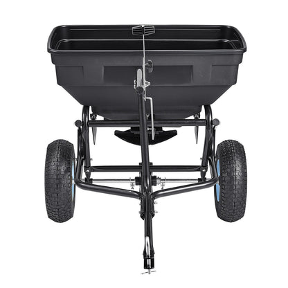 Tow Behind Broadcast Spreader, 130LBS Capacity, Tow/Push Garden Spreader with 13 in Tires, 30 Adjustable Setting & 9.8 ft Spreading Width, Lawn Spreaders for Seed, Fertilizer, Salt, Ice Melt