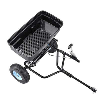 Tow Behind Broadcast Spreader, 130LBS Capacity, Tow/Push Garden Spreader with 13 in Tires, 30 Adjustable Setting & 9.8 ft Spreading Width, Lawn Spreaders for Seed, Fertilizer, Salt, Ice Melt