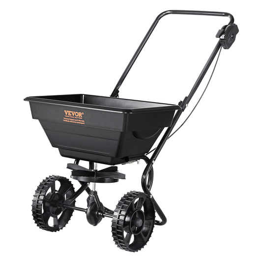 VEVOR Broadcast Spreader, Walk-Behind Turf Spreader with 8" Wheels, Steel Push Fertilizer