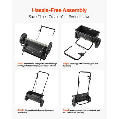 Walk-Behind Push Broadcast Spreader 22.6kg Capacity 460 mm Spreading Width