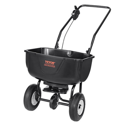 VEVOR Broadcast Spreader, 60 LB Walk-Behind Turf Spreader with 8" Wheels, Steel