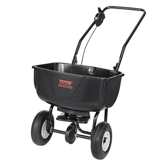 VEVOR Broadcast Spreader, 60 LB Walk-Behind Turf Spreader with 8" Wheels, Steel