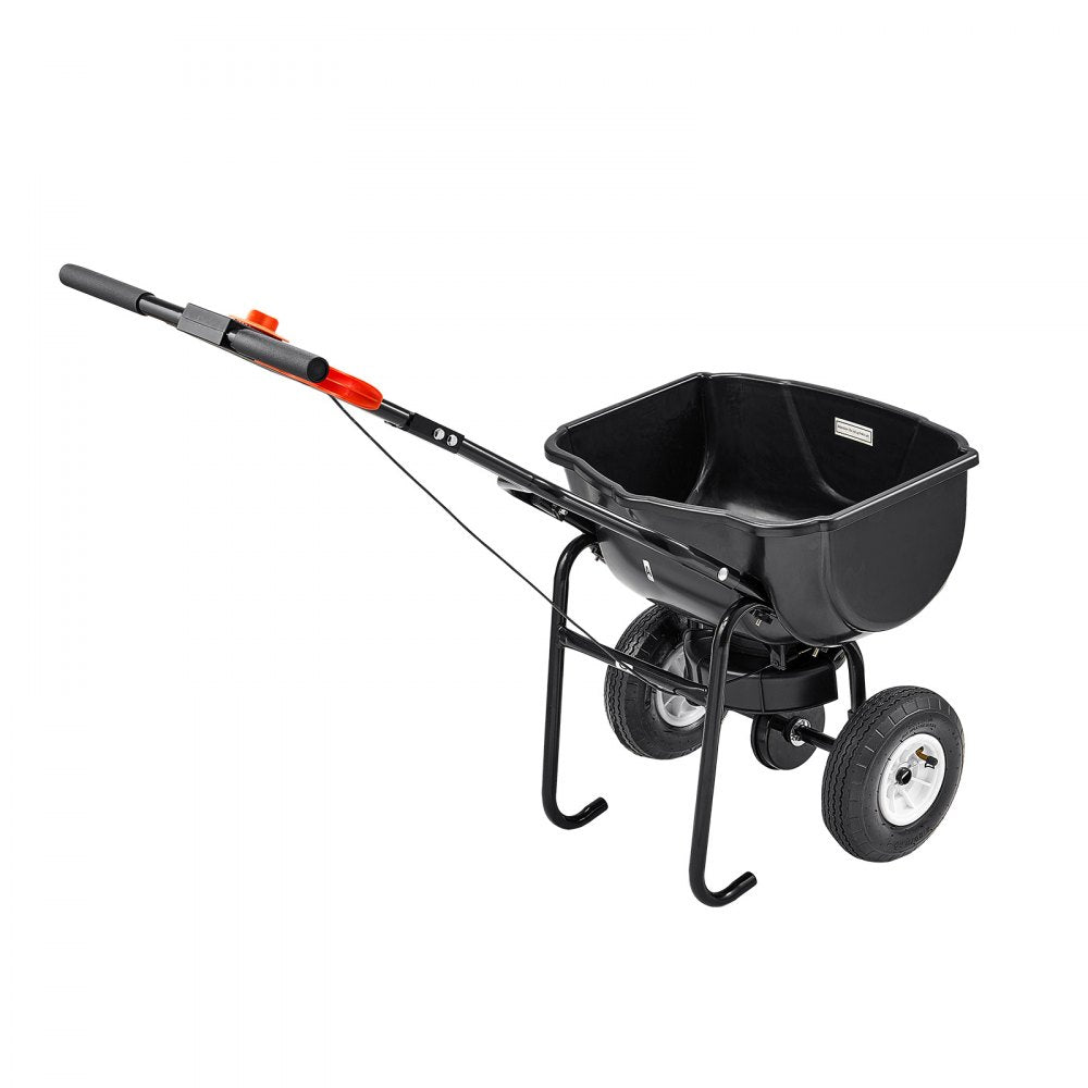 VEVOR Broadcast Spreader, 27.2 kg Capacity, Walk-Behind Push Spreader, 0-3 m Spreading Width, All Terrain Pneumatic Tires, Lawn Spreaders with Hopper Grate, for Seed, Fertilizer, Salt, Ice Melt