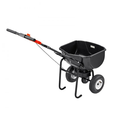 VEVOR Broadcast Spreader, 27.2 kg Capacity, Walk-Behind Push Spreader, 0-3 m Spreading Width, All Terrain Pneumatic Tires, Lawn Spreaders with Hopper Grate, for Seed, Fertilizer, Salt, Ice Melt