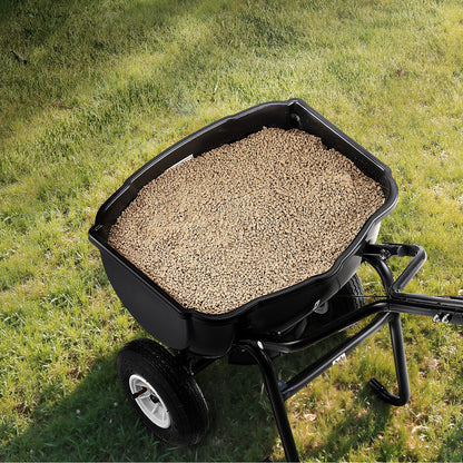 Walk Behind Spreader,27.2 kg Capacity, Push Spreader with Hopper Grate, 0-9.8 ft Spreading Width, 8 in All Terrain Pneumatic Tires, Garden & Lawn Broadcast Spreaders, for Seed, Fertilizer
