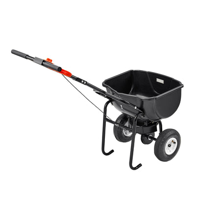 Walk Behind Spreader,27.2 kg Capacity, Push Spreader with Hopper Grate, 0-9.8 ft Spreading Width, 8 in All Terrain Pneumatic Tires, Garden & Lawn Broadcast Spreaders, for Seed, Fertilizer