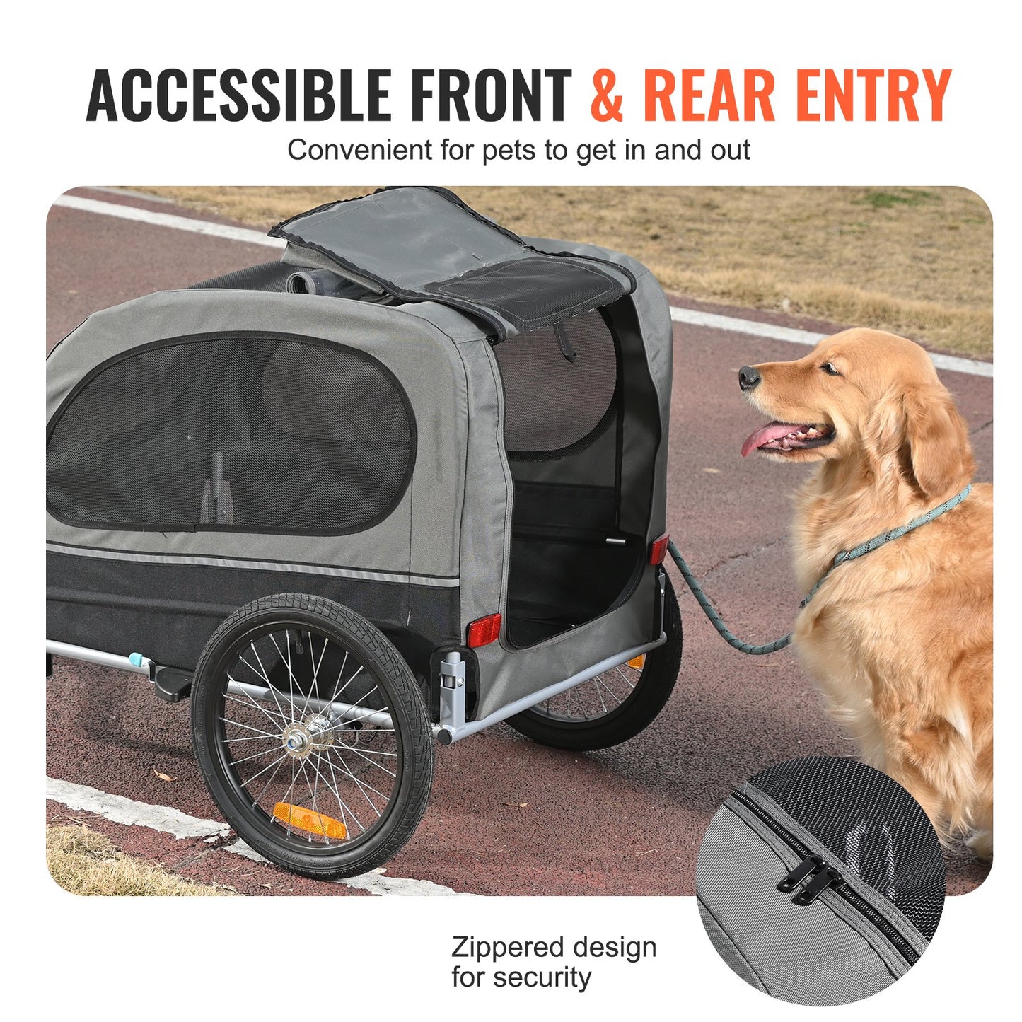 VEVOR Dog Bike Trailer, Supports up to 40 kg, Pet Cart Bicycle Carrier, Easy Folding