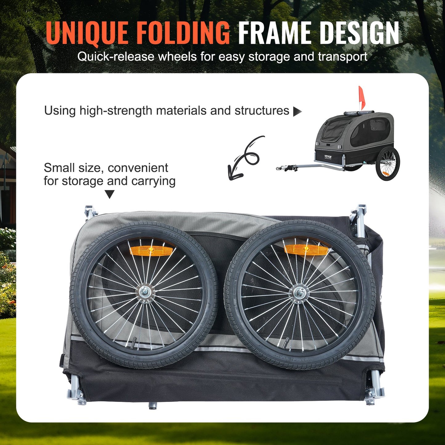 VEVOR Dog Bike Trailer, Supports up to 40 kg, Pet Cart Bicycle Carrier, Easy Folding