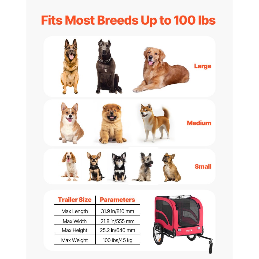 Dog Bike Trailer Pet Bicycle Trailer Cat Carrier 45 kg Water Resistant