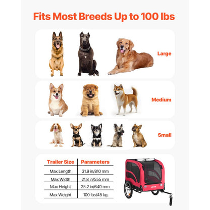 Dog Bike Trailer Pet Bicycle Trailer Cat Carrier 45 kg Water Resistant