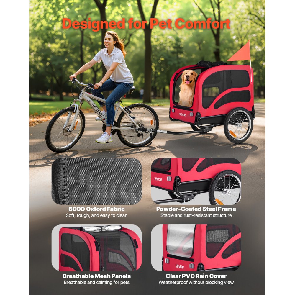 Dog Bike Trailer Pet Bicycle Trailer Cat Carrier 45 kg Water Resistant