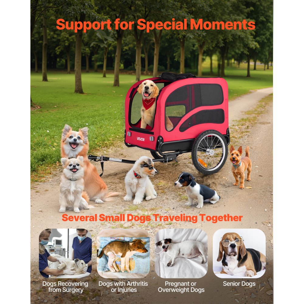 Dog Bike Trailer Pet Bicycle Trailer Cat Carrier 45 kg Water Resistant