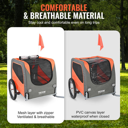 Pet Bike Trailer, 30 kg Capacity, Foldable Carrier with Reflectors & Flag
