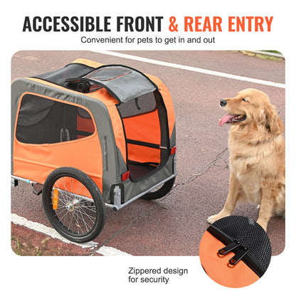 VEVOR Dog Bike Trailer, Supports up to 30 kg, Pet Cart Bicycle Carrier, Easy Folding